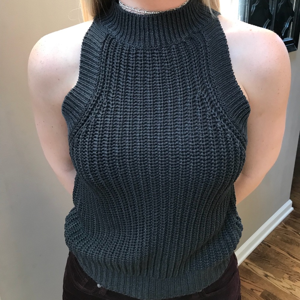 Cute grey knit sweater tank.